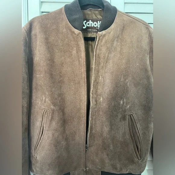 Schott Brown Suede Bomber Jacket - Picture 2 of 5